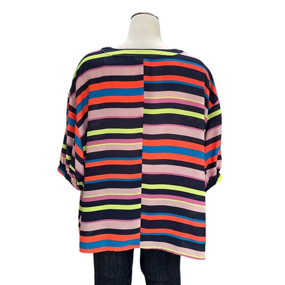 Project Runway XS Multicolor Striped Blouse Oversized Casual Bold Retro Eclectic - Picture 5 of 9